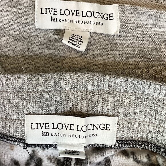 Live Love Lounge by Karen Neuberger 2-Piece Set Solid/Leopard Sz S Gray #49P - Picture 8 of 10